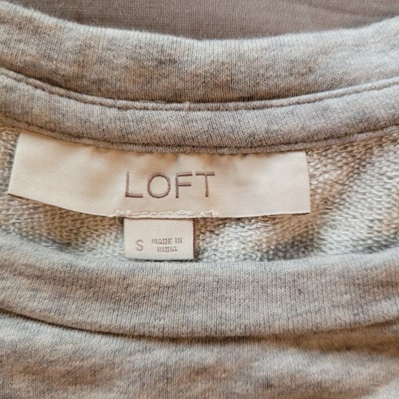 Small Loft Gray Embellished Pearl Rhinestone Sweater - Picture 3 of 9